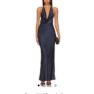 Elegant Navy Halter Dress